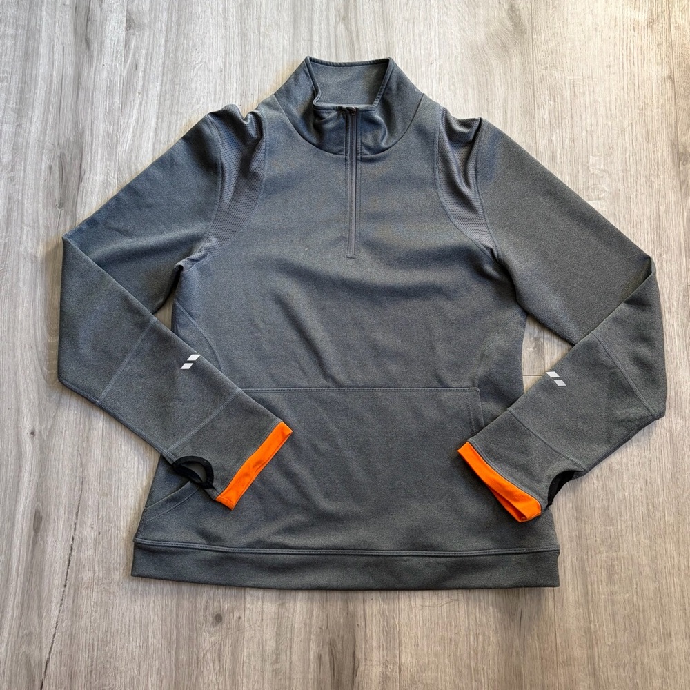 Gray and Orange Quarter-Zip Jacket